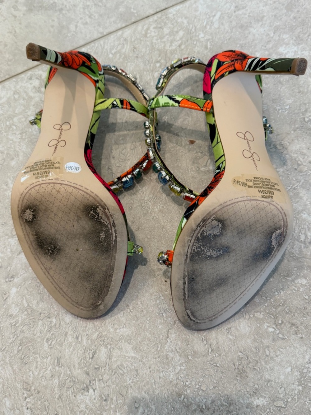 Jessica Simpson Floral Multicolor Jeweled Strappy High Heel Sandal - Picture 6 of 6